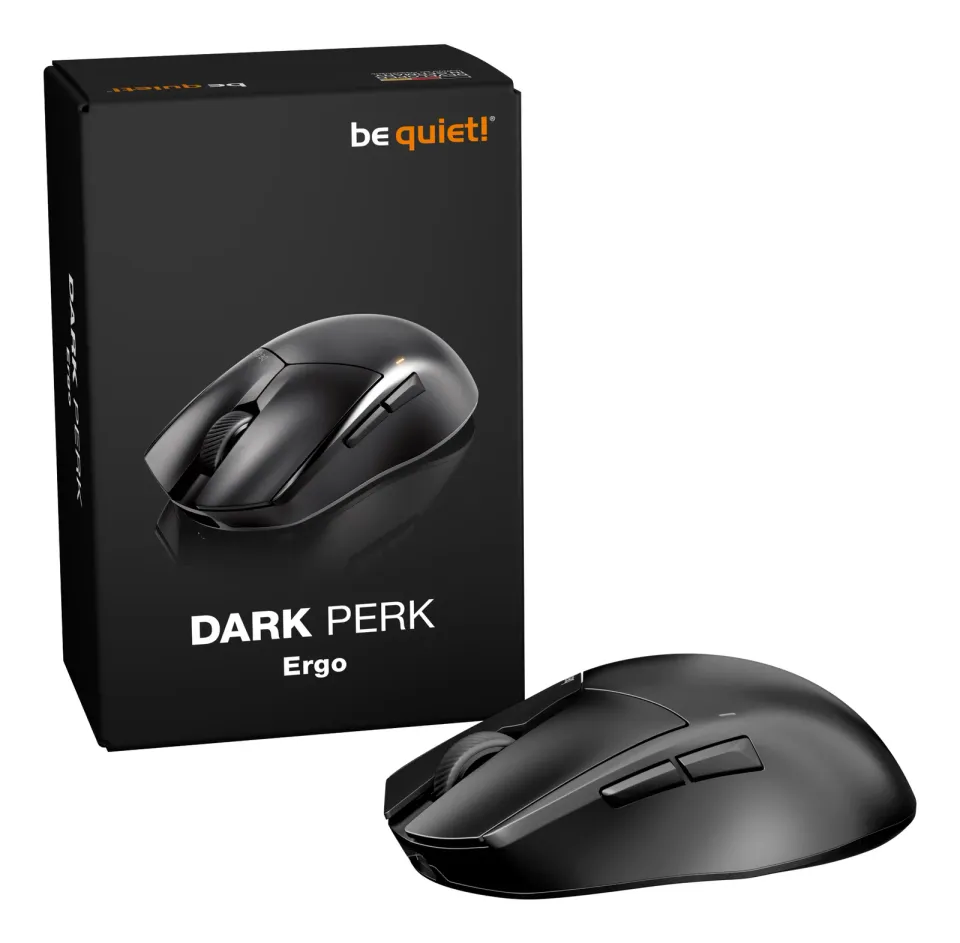 Be quiet! myš DARK PERK Ergo / bezdrátová / ultralehká / PixArt PAW3950 / výdrž 110 hodin /ergonomická / IO center/černá