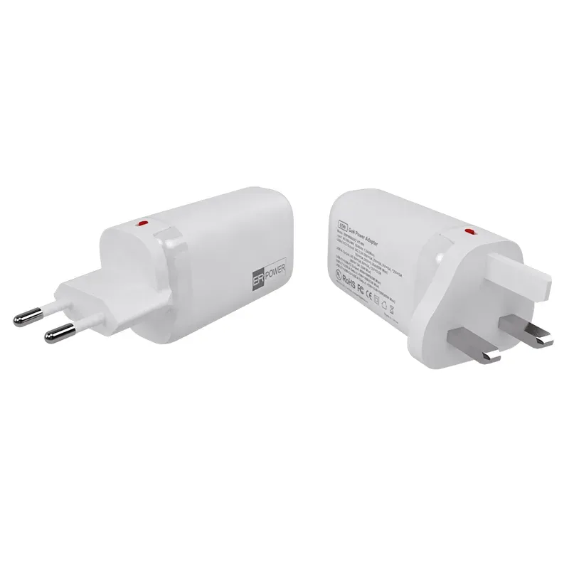ER POWER 65W GaN síťový adaptér 2xUSB-C PD/USB-A bílý