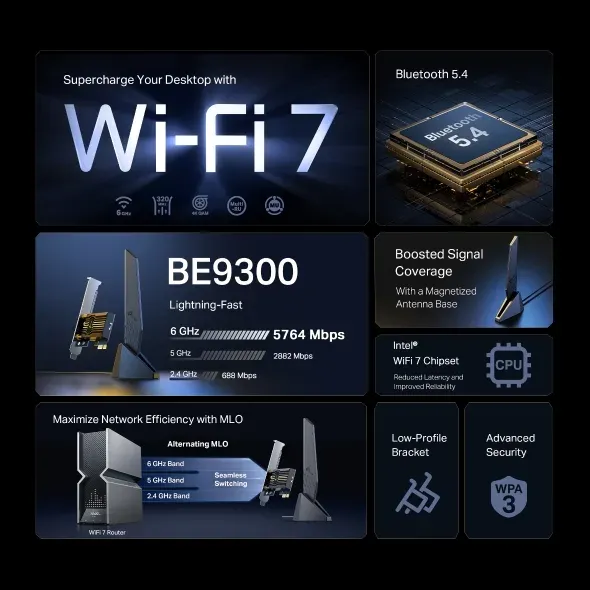 TP-Link Archer TBE553E - BE9300 Wi-Fi 7 Bluetooth PCIe adaptér