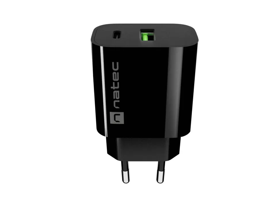 Univerzální nabíječka Natec RIBERA 20 W, 1X USB-A + 1X USB-C, černá