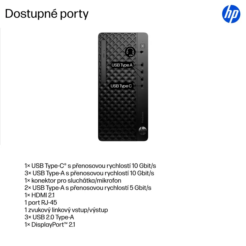 HP PC ProDesk 4 Tower G1i AI, Ultra 5 235, 1x16GB, 512GB,Intel UHD (Arc)3Xe LPG,kl. a myš, 280W platin, DP+HDMI,Win11Pro