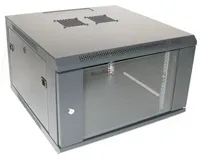XtendLan 19" nástěnný rozvaděč 6U 600x600, nosnost 60 kg, skleněné dveře, svařovaný, černý