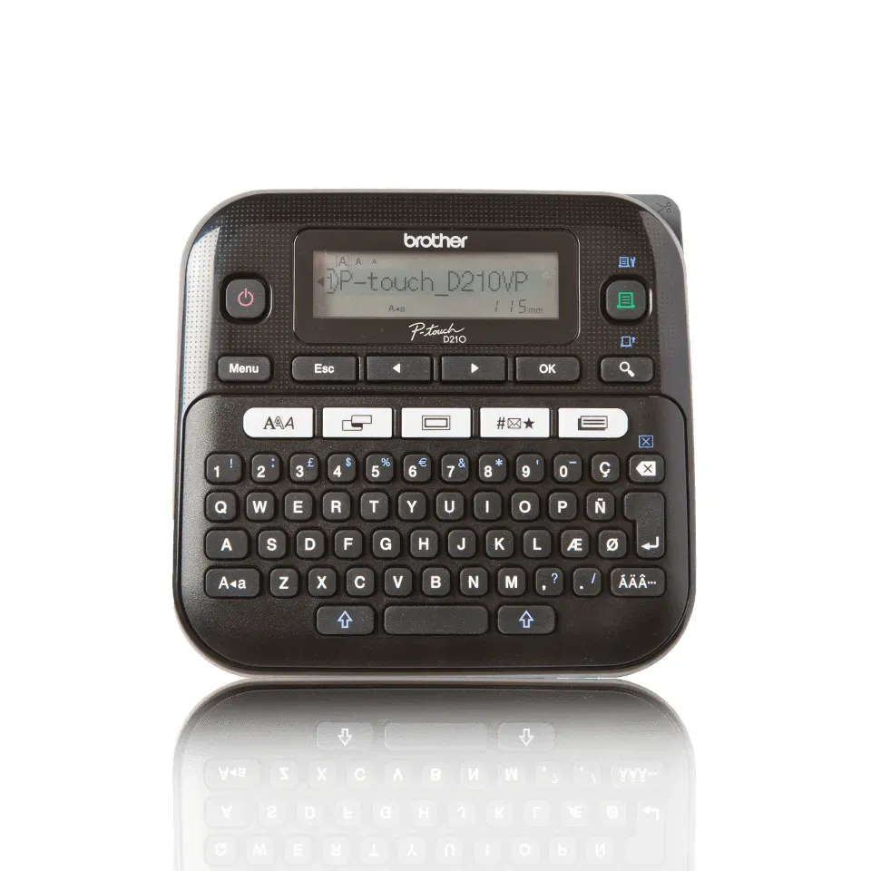 Brother P-touch PT-D210VP – tiskárna štítků do 12 mm, grafický displej, kufřík a napájecí adaptér
