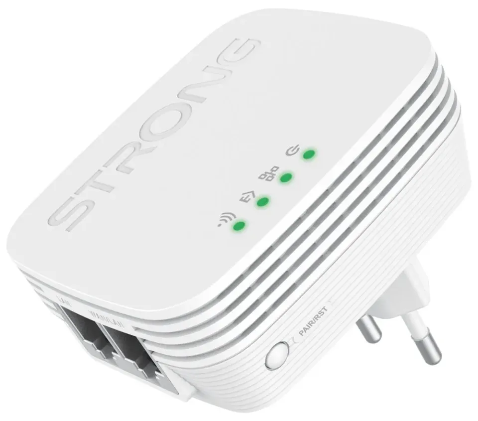 STRONG sada 2 adaptérů Powerline WI-FI 600 DUO MINI/ Powerline 600 Mbit/s/ Wi-Fi 300 Mbit/s/ 2x LAN/ bílý