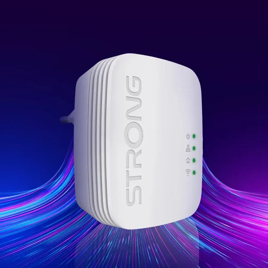 STRONG sada 2 adaptérů Powerline WI-FI 600 DUO MINI/ Powerline 600 Mbit/s/ Wi-Fi 300 Mbit/s/ 2x LAN/ bílý