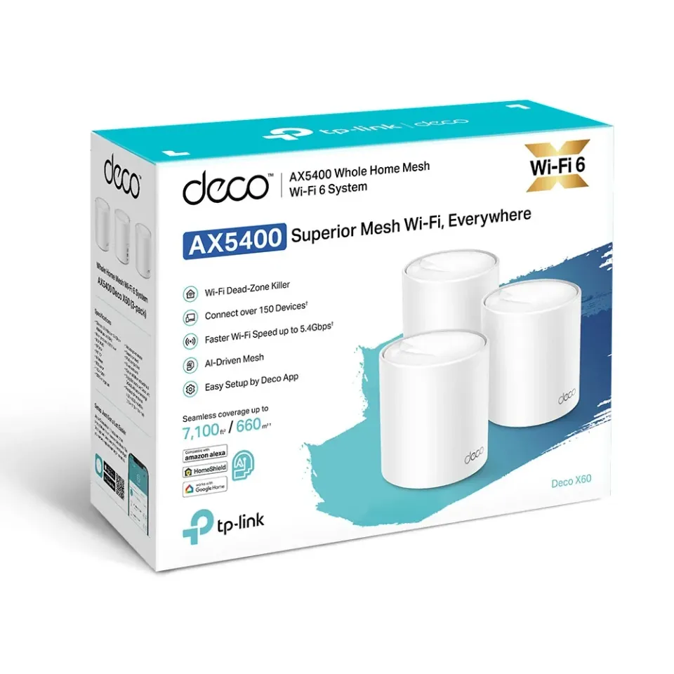 TP-LINK Deco X60 3pack AX5400/AX5400 Wi-Fi mesh systém pro celou domácnost WiFi 6