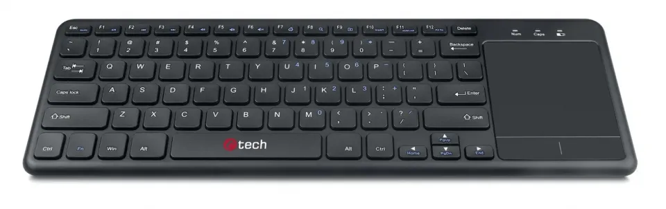 C-TECH klávesnice WLTK-01, bezdrátová klávesnice s touchpadem, černá, USB