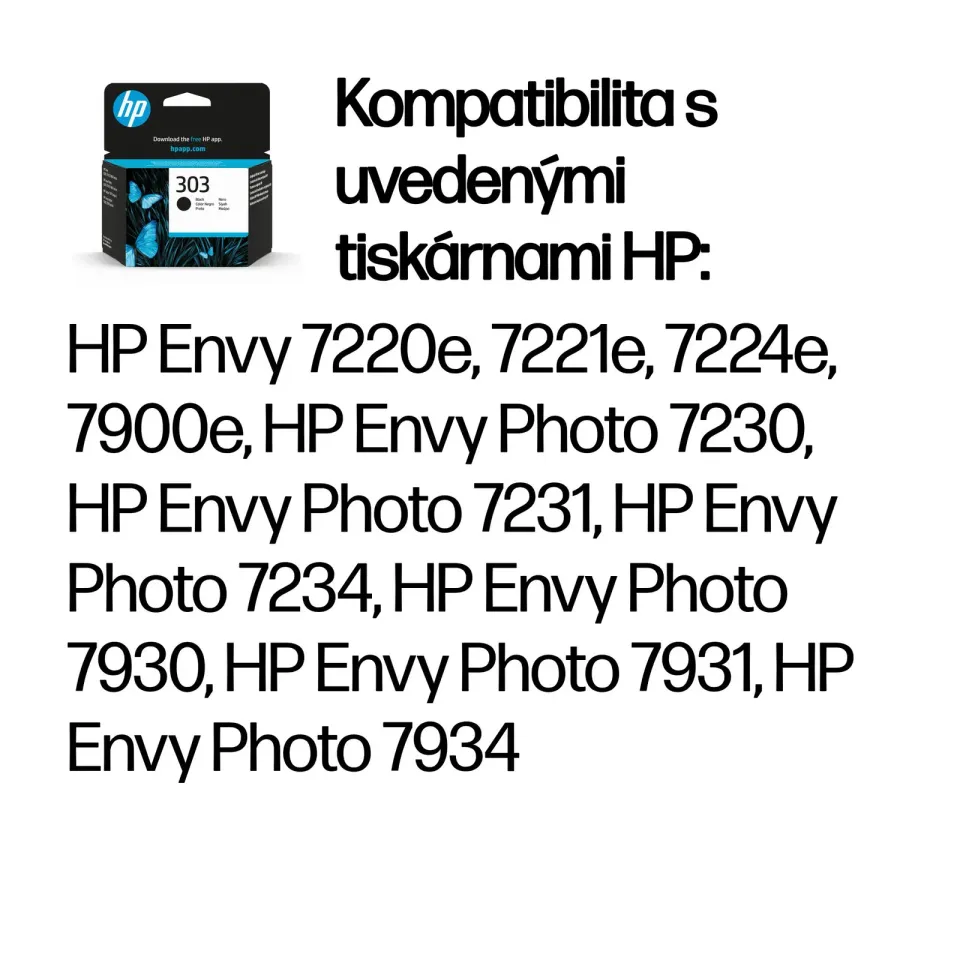 HP T6N02AE originální náplň č. 303 černá, cca 200 stran