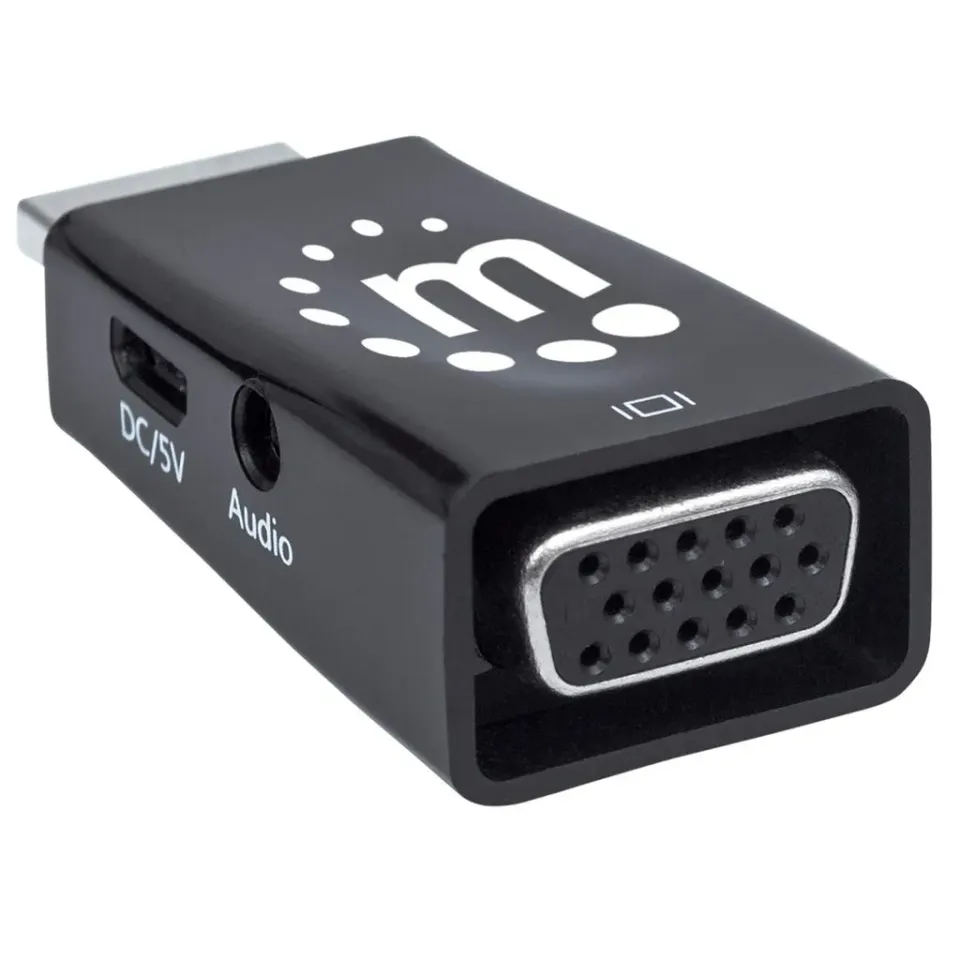 Manhattan adaptér HDMI na VGA, Micro Converter, HDMI Male na VGA Female, audio, černá