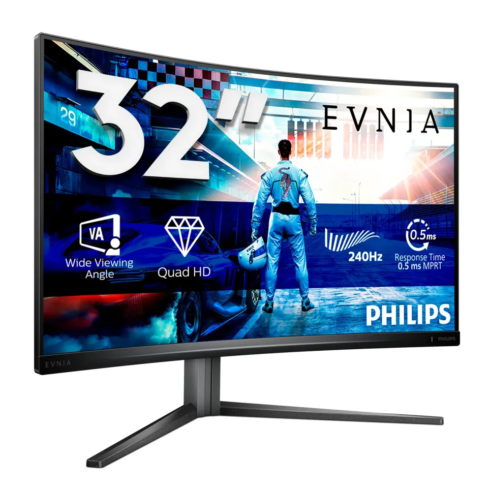 Philips MT VA LED 31,5" 32M2C5500W/00 - VA panel, 2560x1440, 240Hz, 0,5ms, 2xHDMI, 2xDP, USB 3.2, stav vyska, prohnuty