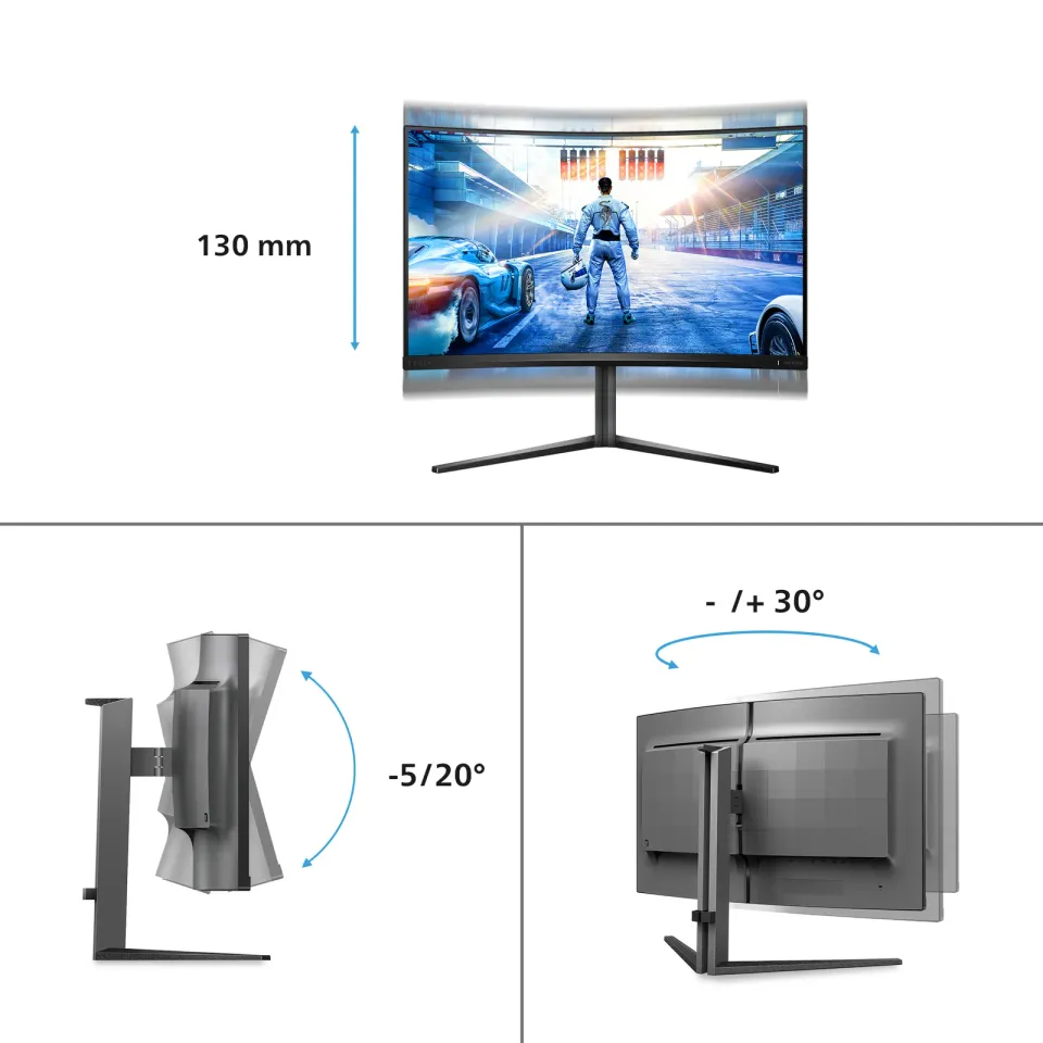 Philips MT VA LED 31,5" 32M2C5500W/00 - VA panel, 2560x1440, 240Hz, 0,5ms, 2xHDMI, 2xDP, USB 3.2, stav vyska, prohnuty