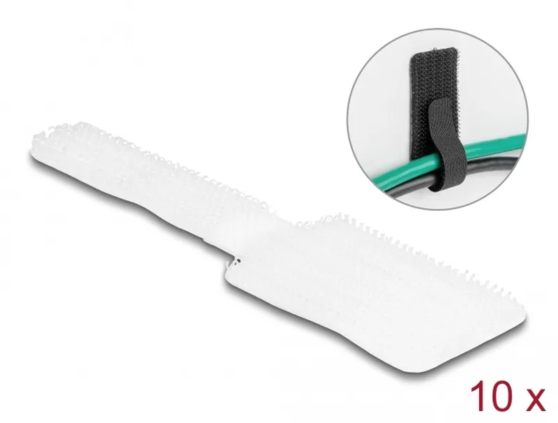Delock Miniaturní držák kabelů na suchý zip D 90 mm x Š 24 mm samolepicí, 10 ks,