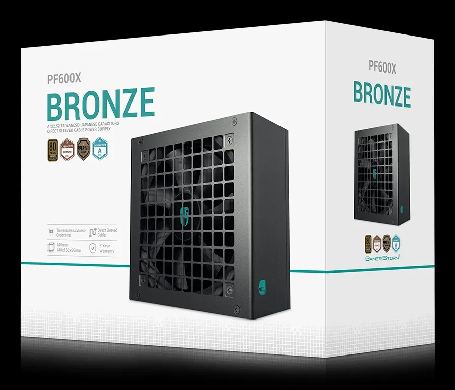 DEEPCOOL GAMERSTORM zdroj 600W PF600X, 120mm, 80+ Bronze, černá