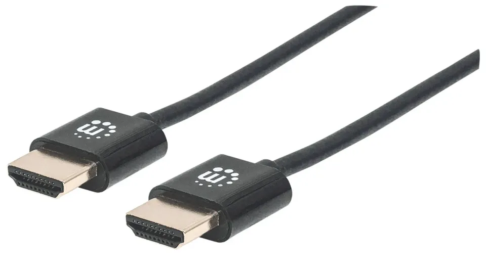MANHATTAN Ultra-thin High Speed HDMI Cable with Ethernet, HEC, ARC, 3D, 4K, HDMI Male to Male, Shielded, Black, 0,5m