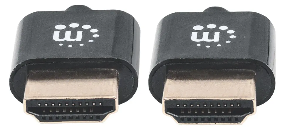 MANHATTAN Ultra-thin High Speed HDMI Cable with Ethernet, HEC, ARC, 3D, 4K, HDMI Male to Male, Shielded, Black, 0,5m