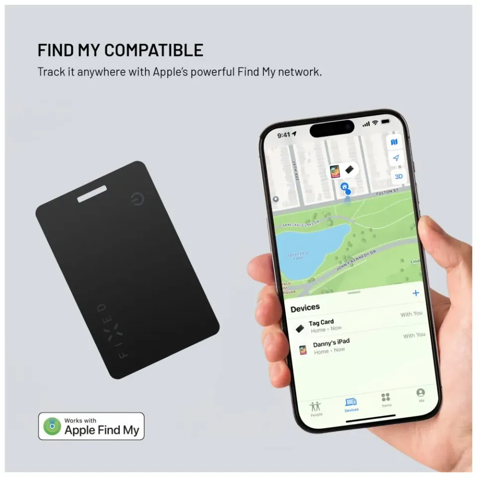 Smart tracker FIXED Tag Card 2,Find My, černý