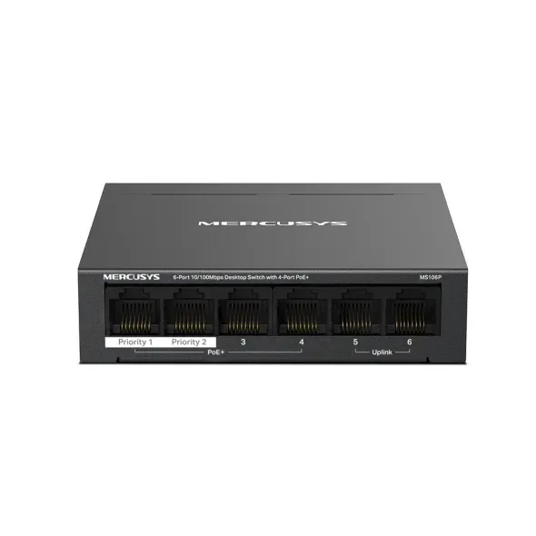 Mercusys MS106P 6portový stolní switch 10/100 Mb/s se 4 porty PoE+