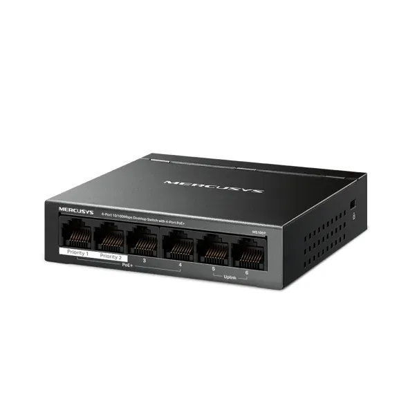 Mercusys MS106P 6portový stolní switch 10/100 Mb/s se 4 porty PoE+