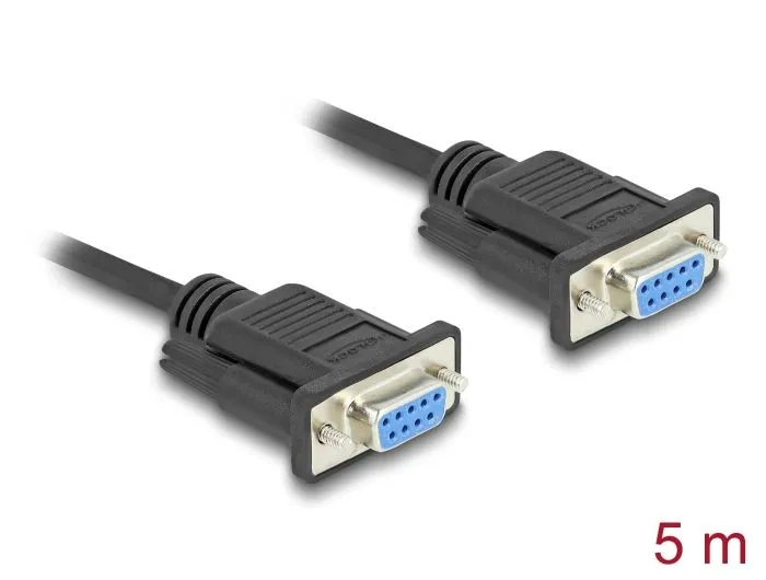 Delock Sériový kabel rozhraní RS-232 D-Sub9, ze zásuvkový na zásuvkový, délky 5
