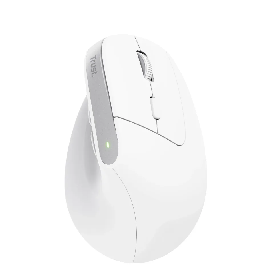 TRUST myš Bayo+ Ergonomická vertikální myš, Bezdrátová, bílá