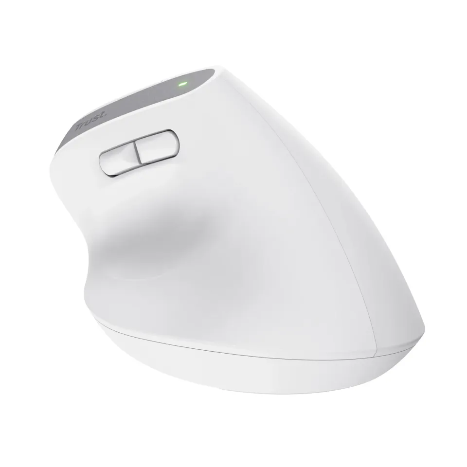 TRUST myš Bayo+ Ergonomická vertikální myš, Bezdrátová, bílá