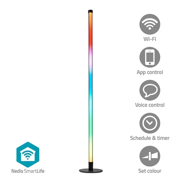 Nedis WIFILD20RGBW - Stojací Světlo| Wi-Fi | Tube | 180 lm | RGBIC / Teplé až ch