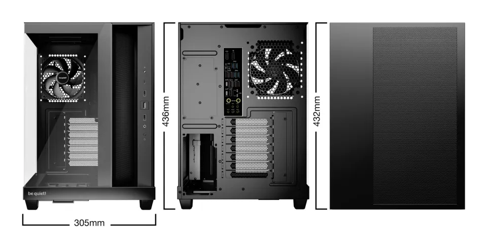 Be quiet! skříň LIGHT BASE 500 / MidT / 4x120mm PWM fans / 2 x USB 3.2 / USB-C / panoramatická / černá