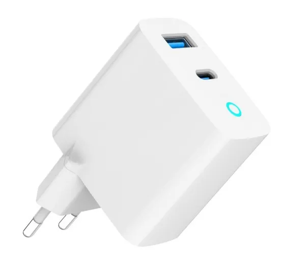 GEMBIRD 2-portová 30W GaN USB rychlonabíječka, LED, bílá