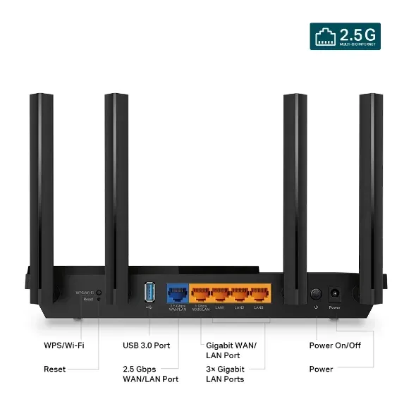 TP-Link Archer AX55 Pro - Multi-Gig 2,5 Gbps AX3000 Wi-Fi 6 router, port USB 3.0