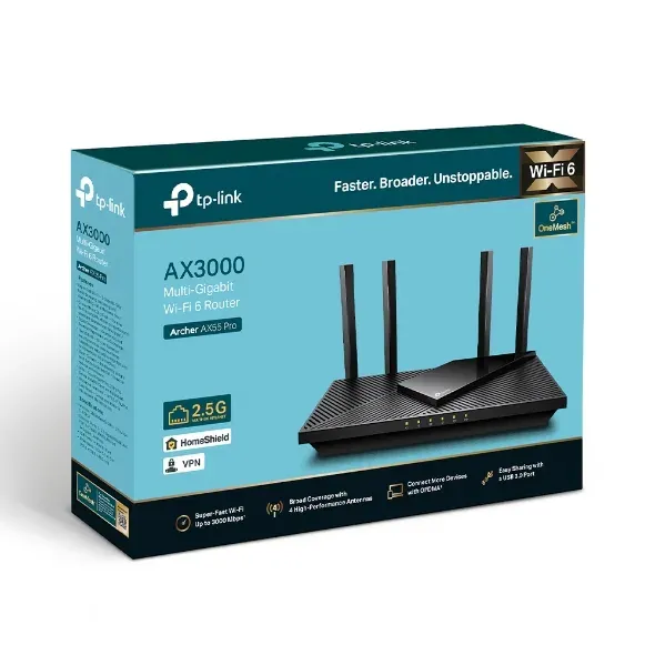 TP-Link Archer AX55 Pro - Multi-Gig 2,5 Gbps AX3000 Wi-Fi 6 router, port USB 3.0