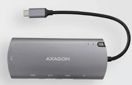 AXAGON HMC-6M2, USB 3.2 Gen 1 hub, porty 2x USB-A, HDMI, RJ-45 GLAN, SATA M.2 sl