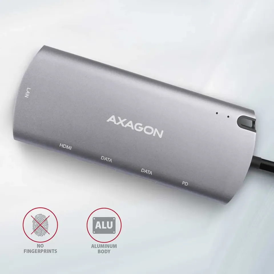 AXAGON HMC-6M2, USB 3.2 Gen 1 hub, porty 2x USB-A, HDMI, RJ-45 GLAN, SATA M.2 sl