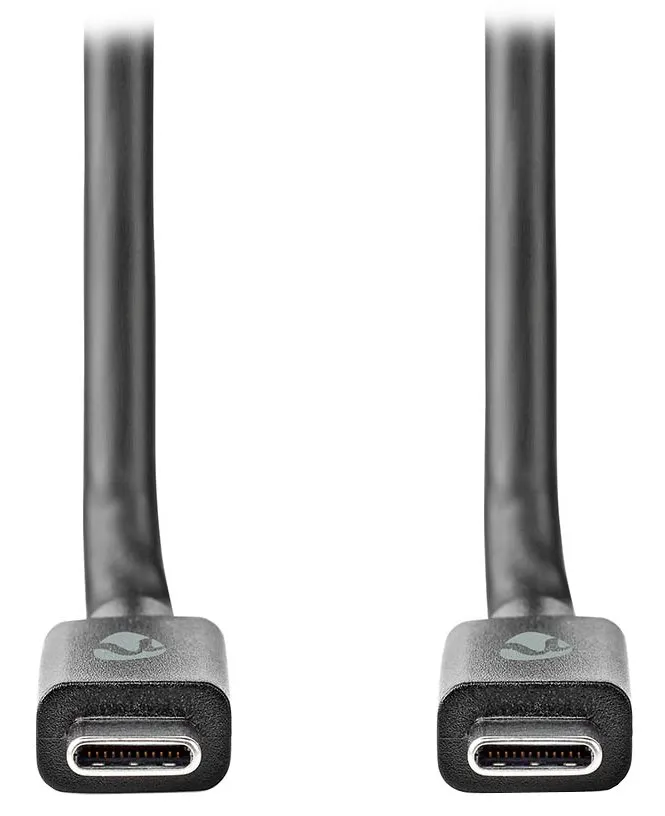 NEDIS kabel USB 3.2 Gen 2/ zástrčka USB-C - zástrčka USB-C/ 100 W/ 4K@60Hz/ 20 Gbps/ poniklovaný/ černý/ box/ 1m