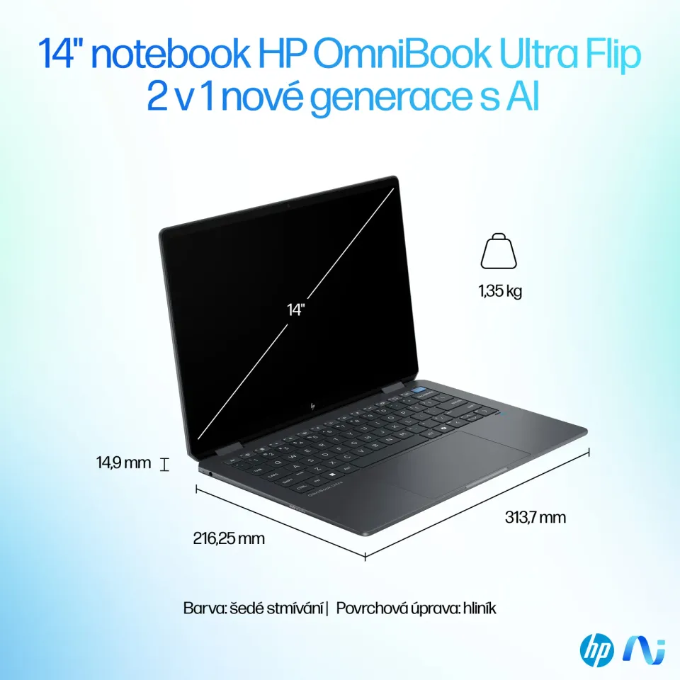 NTB HP OmniBook Ultra Flip 14-fh0000nc, Ultra 5-226V, Touch/14.0 2.8K OLED, 16GB DDR5, 1TB, Win11 Pro, 2Y onsite