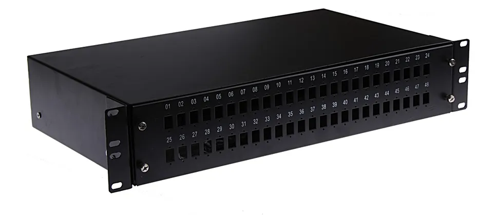 Masterlan optická vana 48x SC Simplex, patch panel vč. kazety, 2U, 19", černá