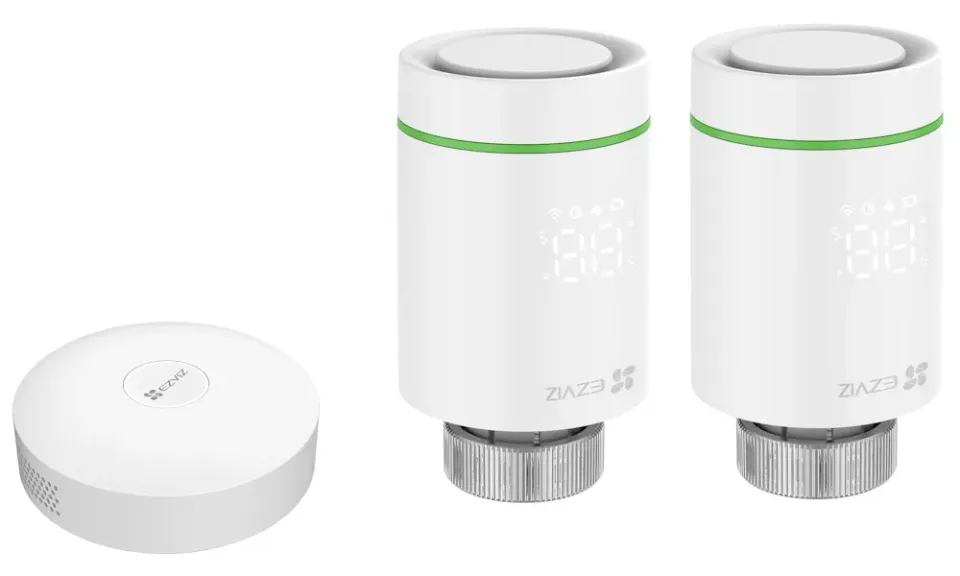 EZVIZ chytrá termostatická hlavice Kit/ 2× termostatická hlavice T55/ centrální jednotka A3-R200/ bílý