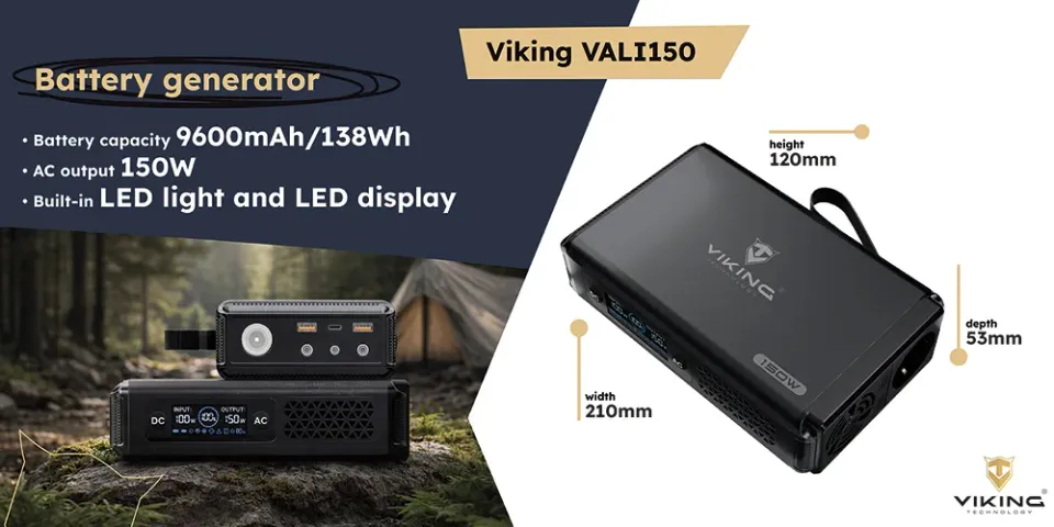 Bateriový generátor Viking VALI150/baterie 148Wh/Output:1xAC,2xUSB-A,2xDC5521/LED svítilna