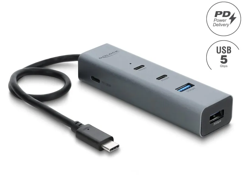 Delock Dvouportový kabelový rozbočovač USB 5 Gbps Typ-A s kDelock 4 portový rozb
