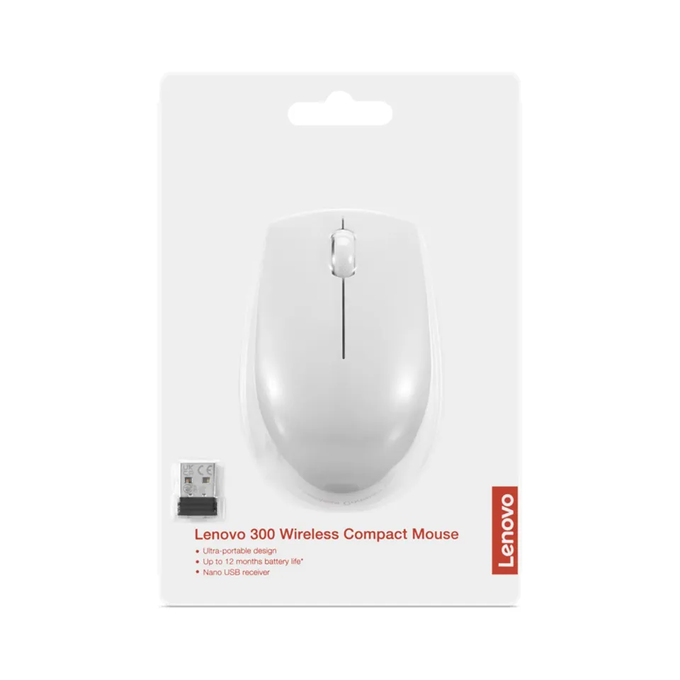 Lenovo myš 300 Wireless Compact (Cloud Grey = šedá) s baterií