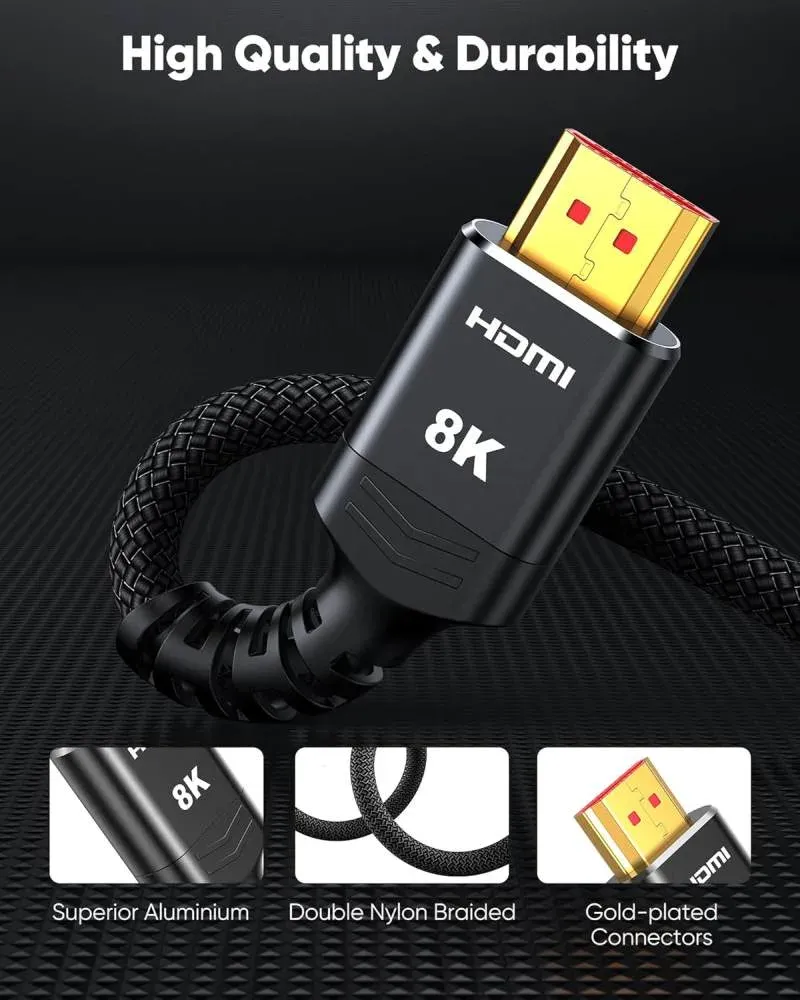 PremiumCord ULTRA HDMI 2.1 High Speed + Ethernet kabel 8K@60Hz,zlacené 5m