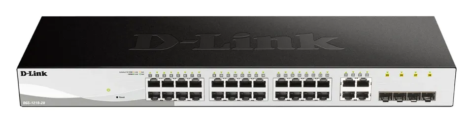 D-Link DGS-1210-28 28-port Gigabit Smart+ Switch, 24x GbE, 4x RJ45/SFP, fanless