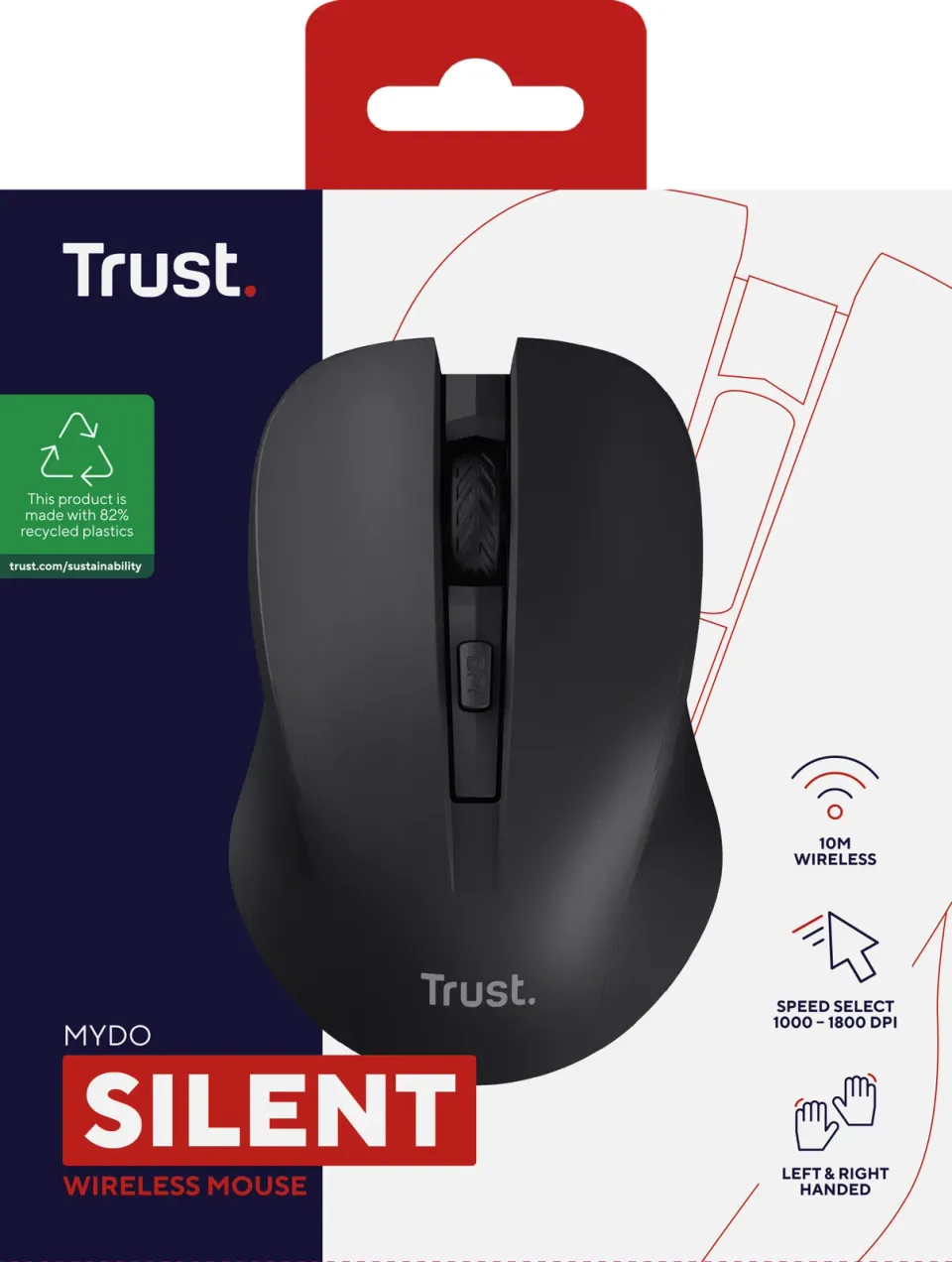 Trust Mydo/Kancelářská/Optická/1 800 DPI/Bezdrátová USB/Černá