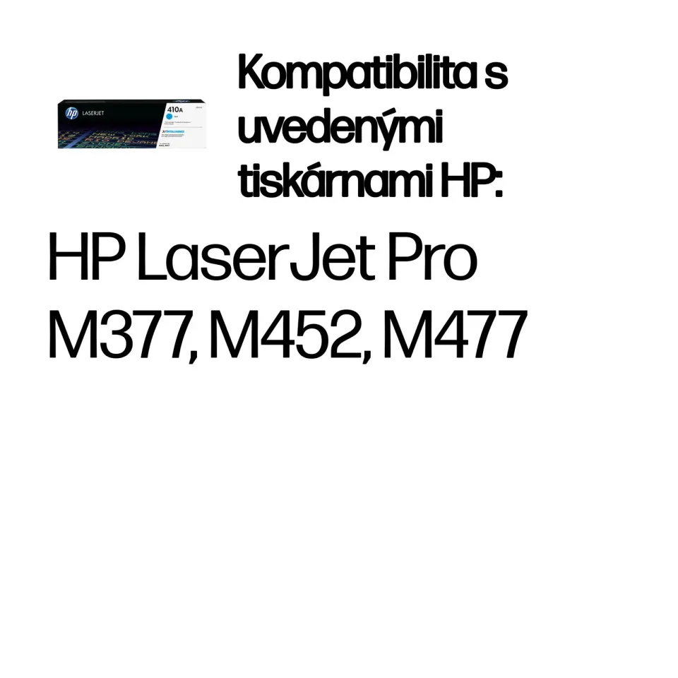 HP CF411A cyan toner č.410A malý cca 2300 str. (HP CLJ M477, M452, M377 azurová)