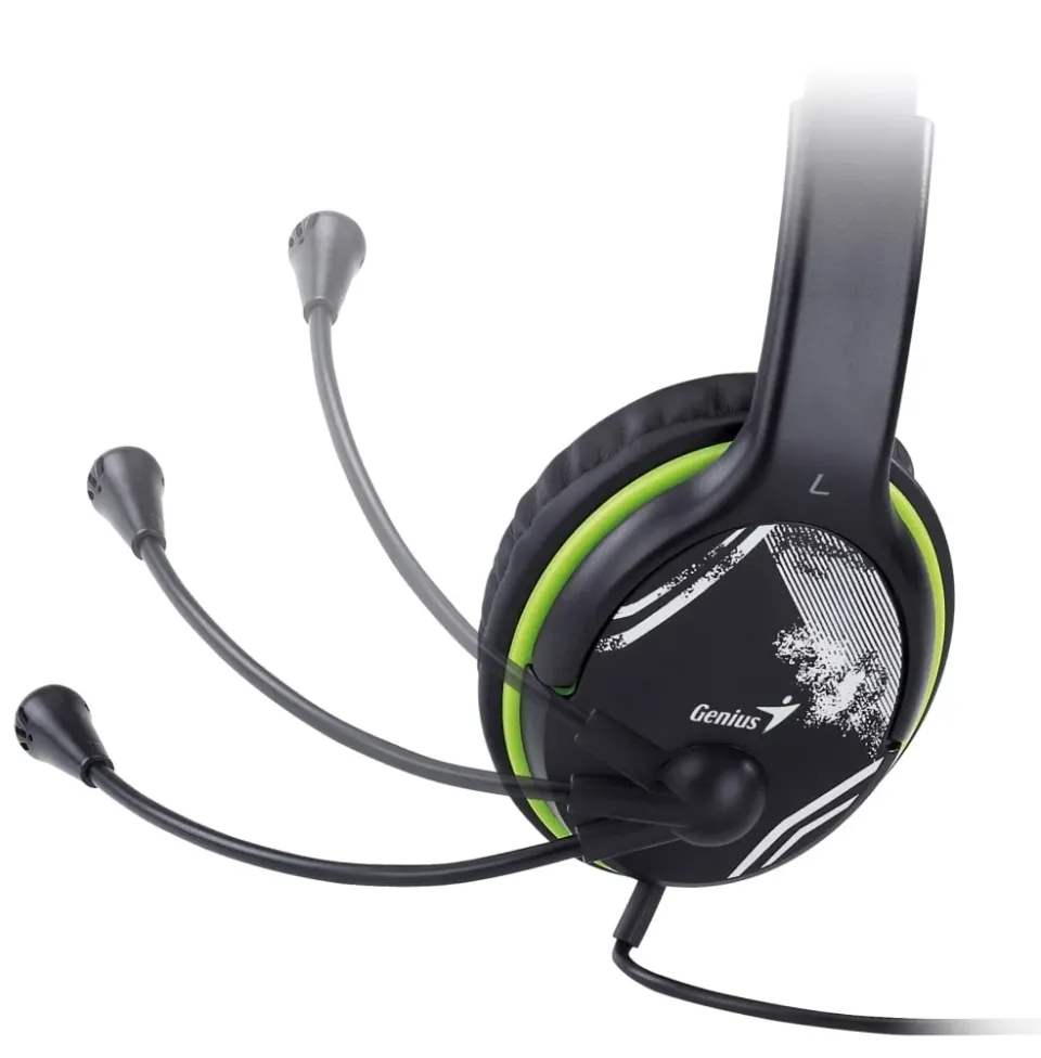 GENIUS sluchátka HS-400A s mikrofonem green nastavitelné, jack 3.5mm, náhrada hs-04a