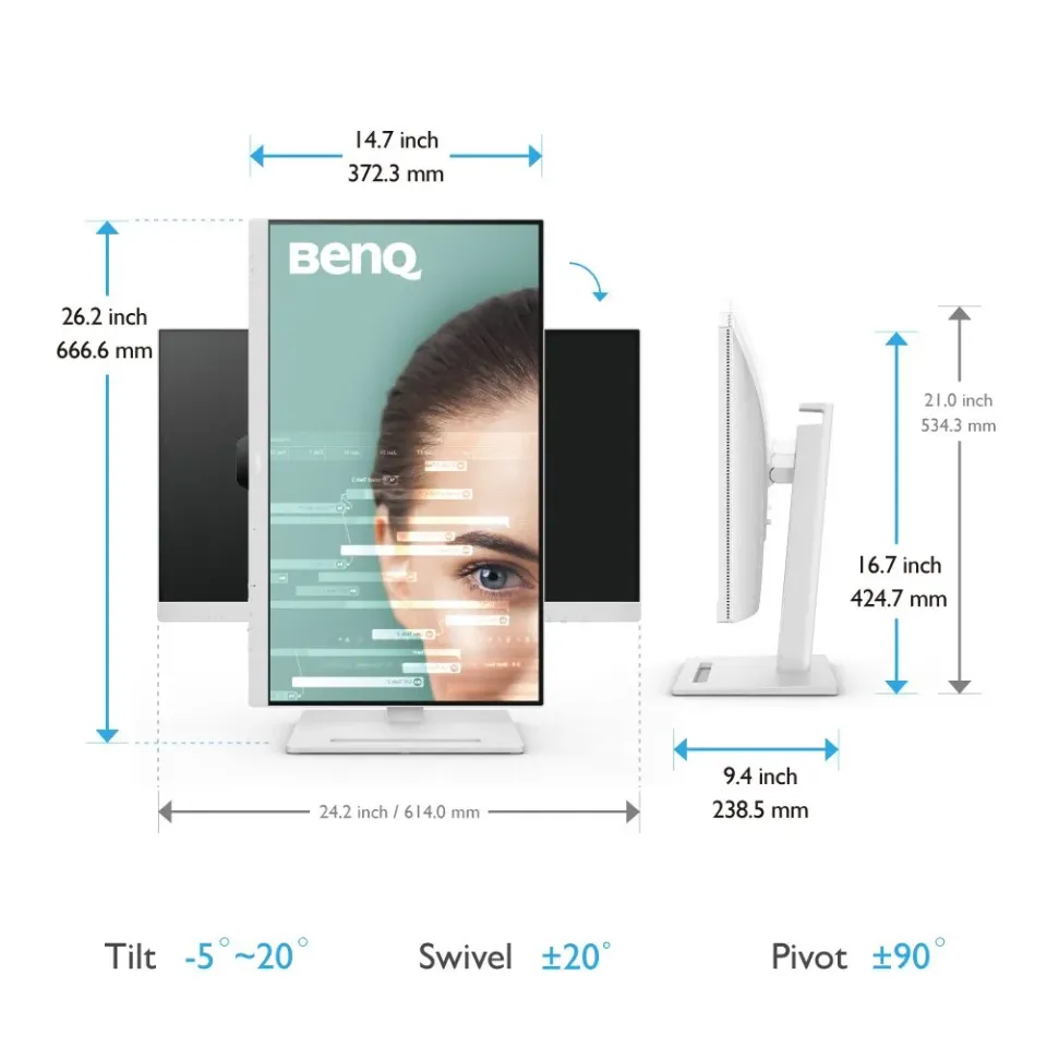 BenQ GW2790QT monitor 27in bílý (IPS 100Hz, 5ms, repro, 2560x1440, 16:9, HDMI +Dport, USB-C)