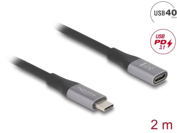 Delock Prodlužovací kabel USB 40 Gbps USB Type-C zástrčky na zásuvku PD 3.1 240