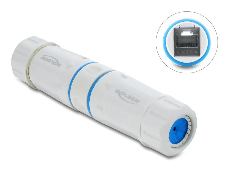 Delock Kabelový konektor ze zásuvky RJ45 na zásuvku RJ45, Cat.6A, se závitem M23 (90661)