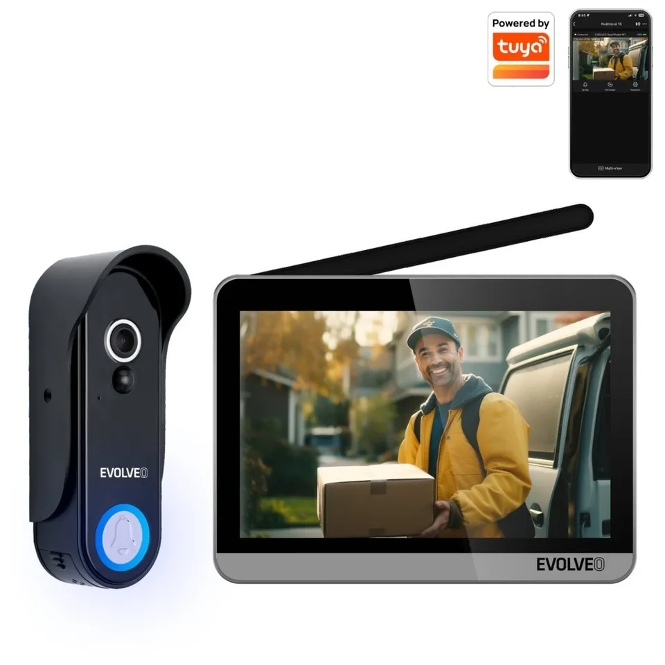 EVOLVEO DoorPhone W7, Sada domácího bezdrátového videotelefonu s WiFi černý stří