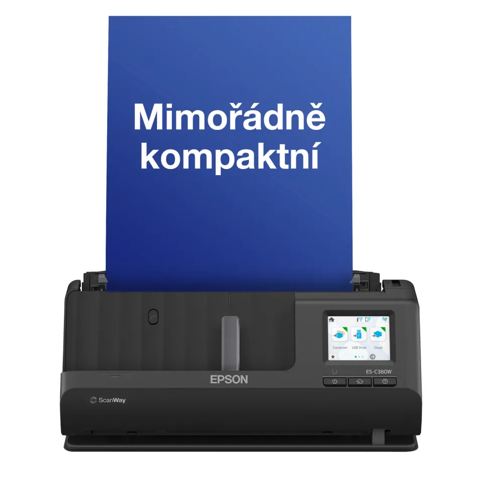 EPSON skener ES-C380W - A4/600x600dpi/USB/Wi-Fi/LAN/DADF