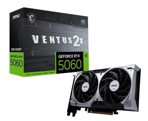 MSI VGA GeForce RTX 5060 8G VENTUS 2X OC, RTX 5060, 8GB GDDR7, 3xDP, 1xHDMI